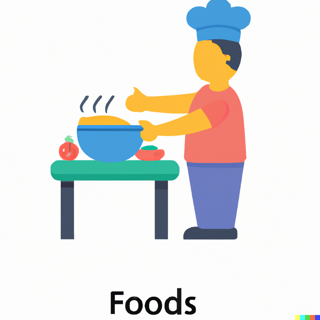 a happy person making food for friends, health food ad poster