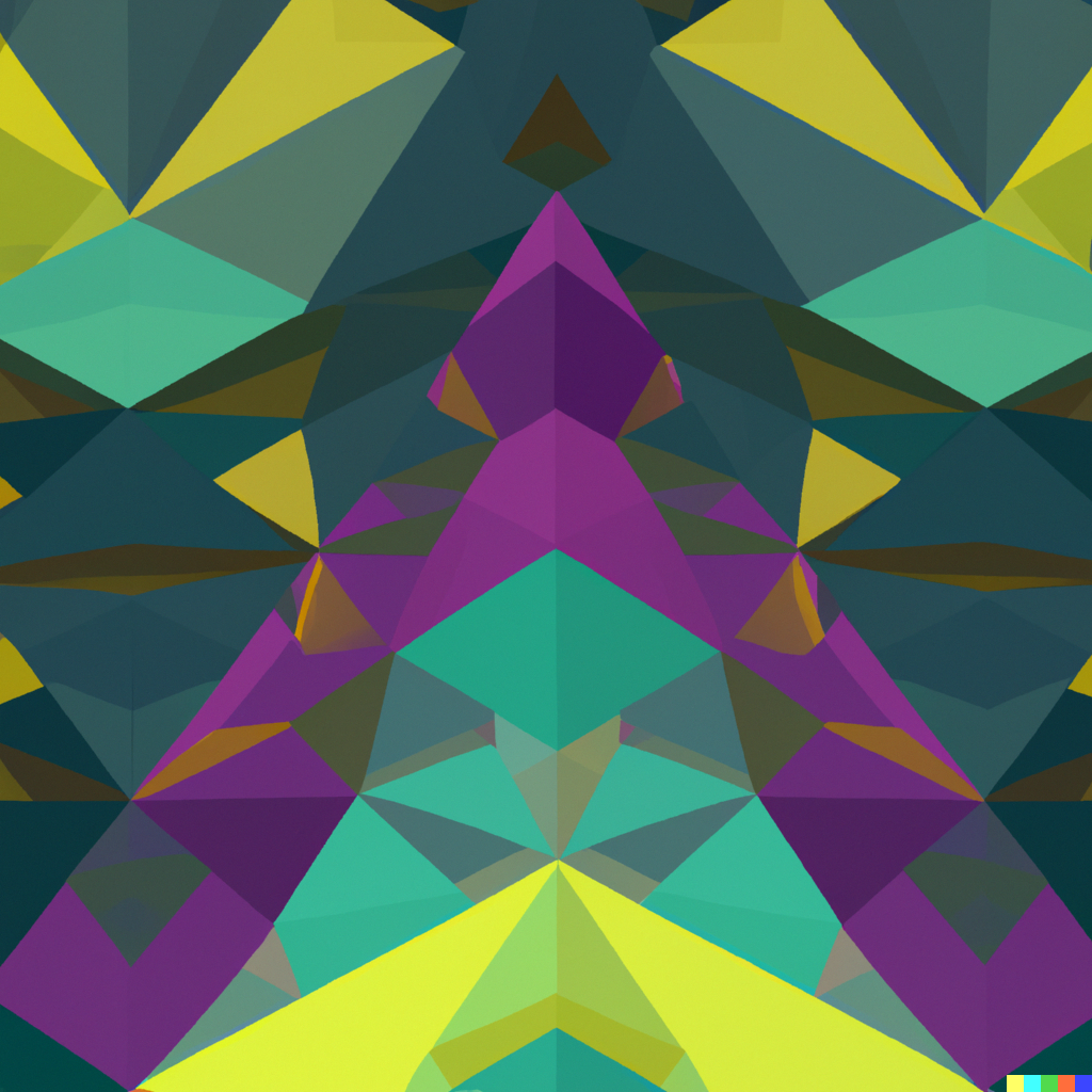 muted colourful overlapping triangles, digital art
