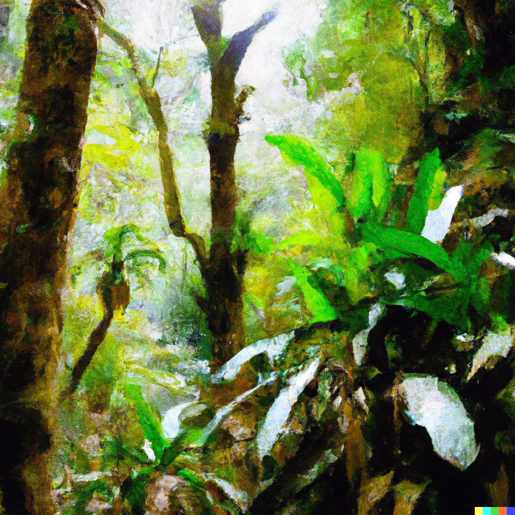 the Panamanian rainforest, oil painting