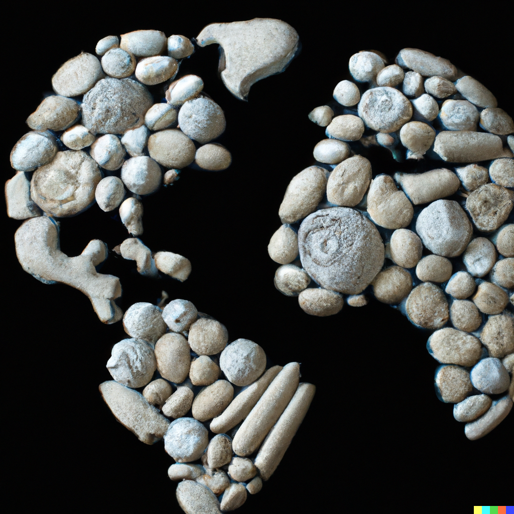 the continents of earth made from
                an arrangement of fossils